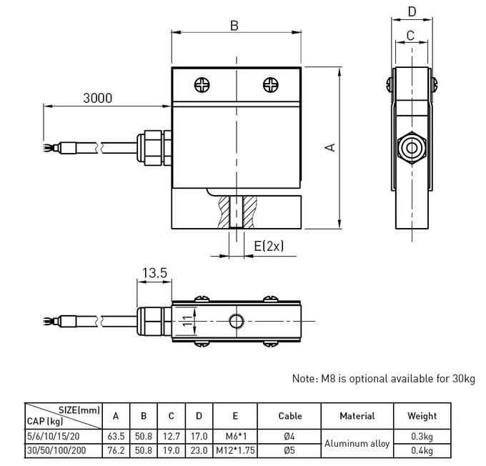 Miniatur- Spannungs-Druckbelastungs-Zellen-sStrahl, Aluminiummessdose-Sensoren