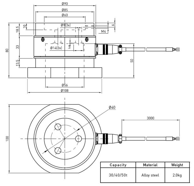 Miniaturdehnungsmessgerät-Messdose-Kompressions-Sensor des legierten Stahls 30t zu 50t