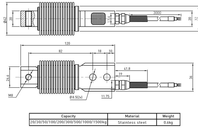 Tragbare industrielle verbiegende Strahln-Kompressions-Art Messdose-Kapazität 50kg 100kg